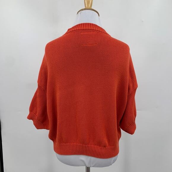 Rita Row Sweater Womens M Medium Tangerine Drop Shoulder Short Sleeve Knit Top - Picture 4 of 11